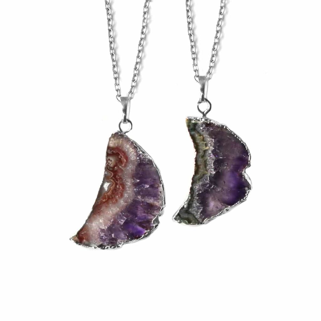 crescent moon raw amethyst necklace hellaholics