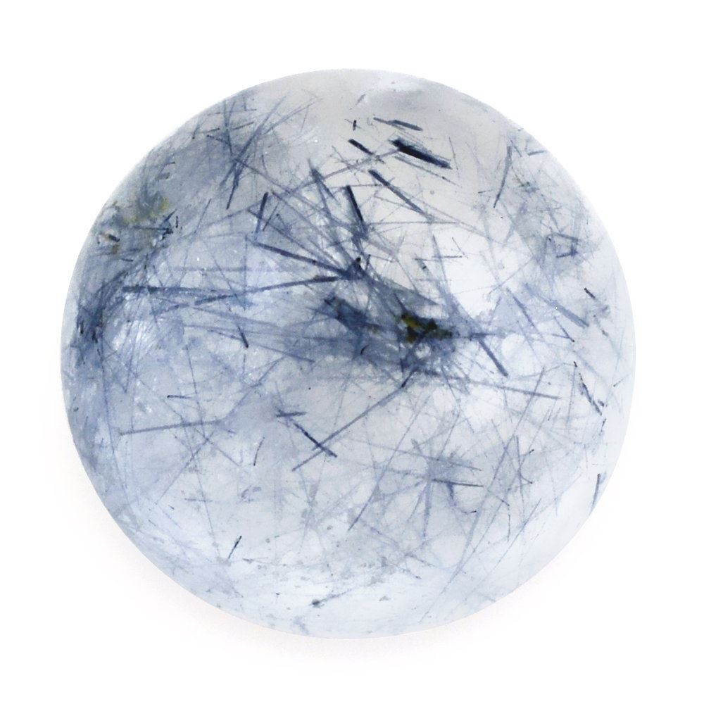 0075123 blue rutile quartz round cab 12mm 687 cts
