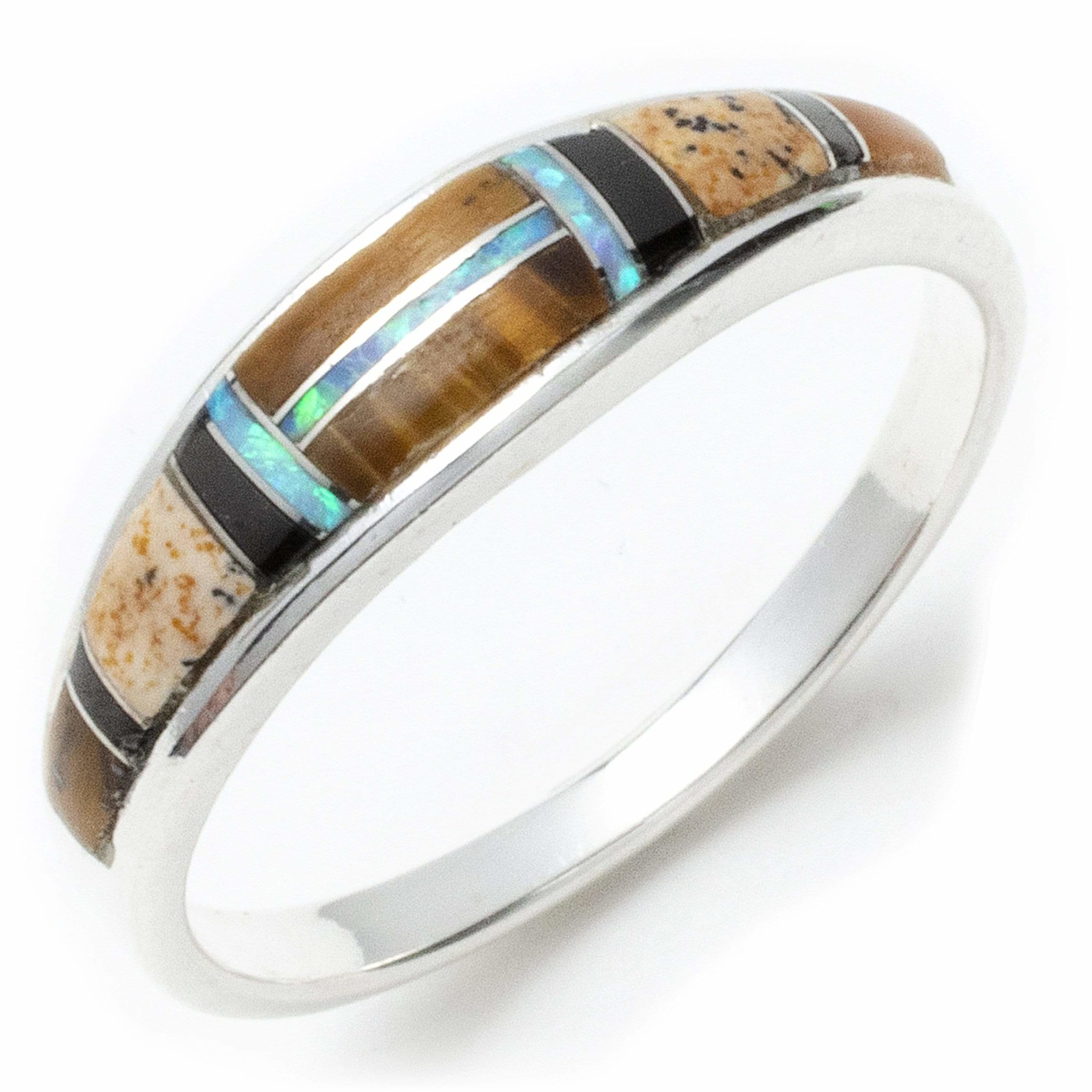 kalifano native american jewelry nmr 0708 te tiger eye 925 sterling silver ring usa handmade with lab opal accent 11535283126332 scaled