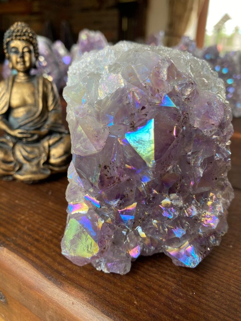 ☆巨大☆素敵な輝き オーラ混合パワー☆アメジスト クラスター 天然石